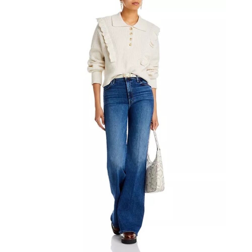 Derek Lam 10 Crosby Noelia Ivory Collared Ruffle Pullover Sweater Size M - Picture 2 of 13